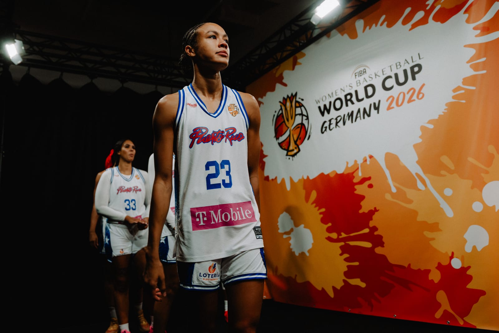 Trinity San Antonio walking toward the court in her Puerto Rico uniform