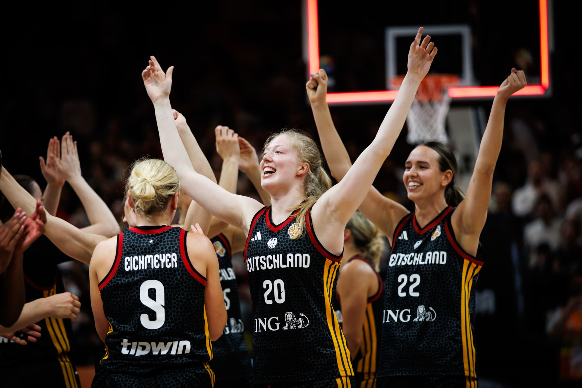 Germany celebrate after beating Belgium at FIBA Women's World Cup 2026